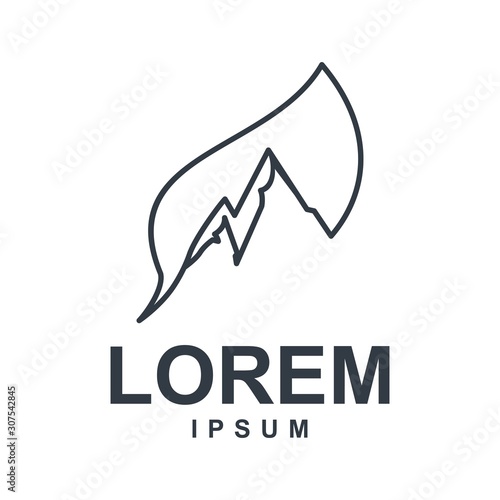 mountain with leaf logo design