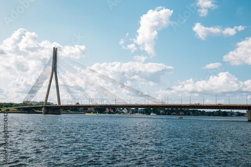 Vansu bridge on Daugava river in Riga, Latvia