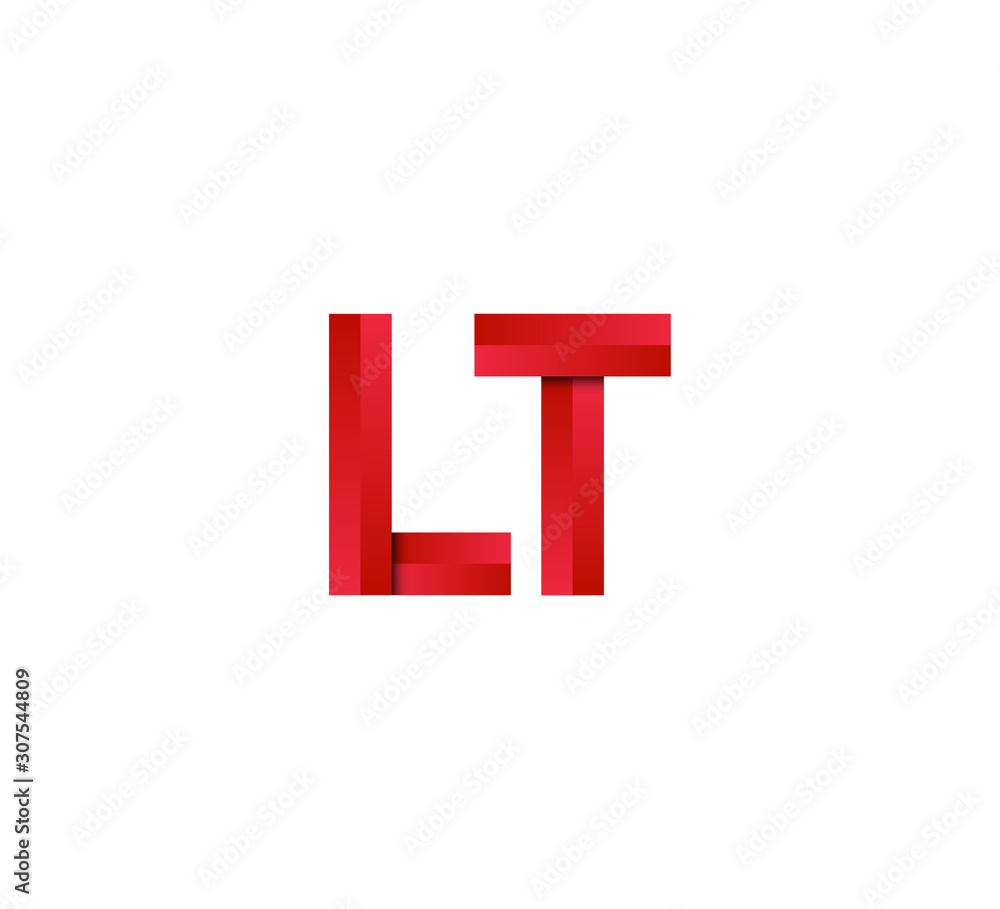 Initial two letter red 3D logo vector LT Initial two letter red 3D logo vector LT