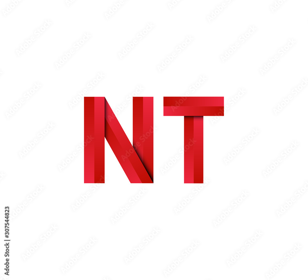 Initial two letter red 3D logo vector NT Initial two letter red 3D logo vector NT