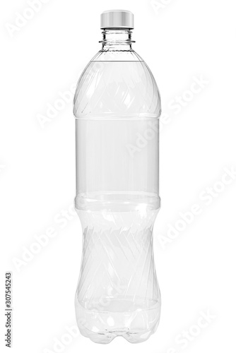 Closed bottle plastic of drinking water isolated on white background. New plastic bottle with closed lid, filled with water, isolated on white background