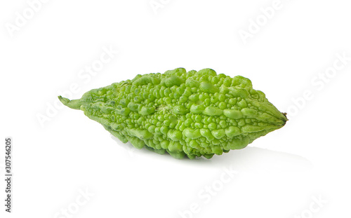 Momordica charantia fruit an isolated on white background