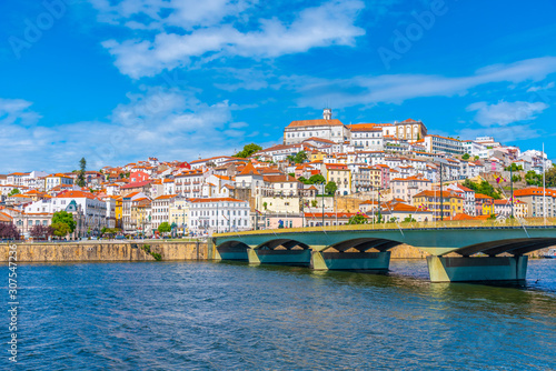 View of cityscape of old town of Coimbra, Portugal