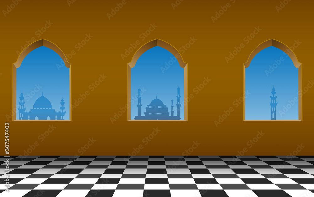 Fototapeta premium view of arab city at the windows in the day time
