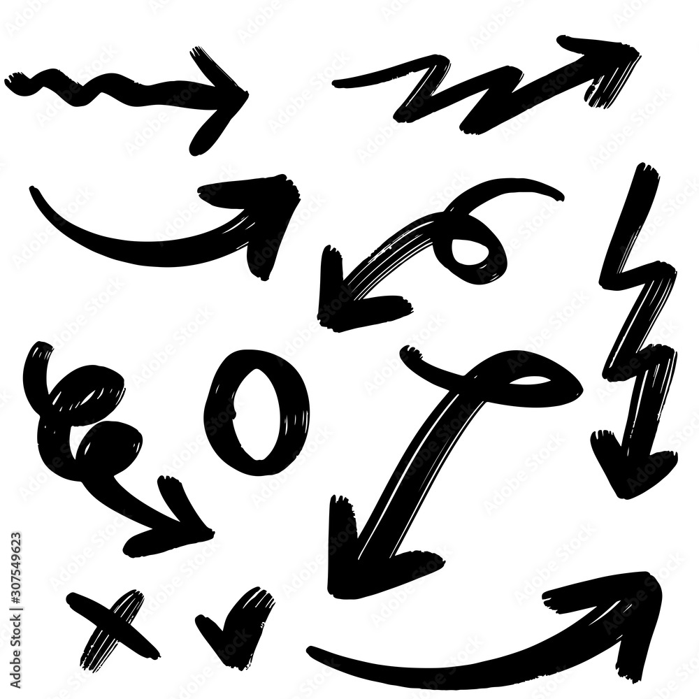 Fototapeta premium set of hand drawn arrows .Vector doodle design elements. Illustration on white background.for business infographic, banner, web and concept