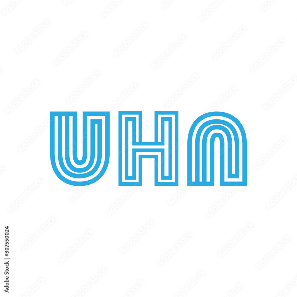 Initial line logo letter UHA for business company or brand product Initial line logo letter UHA for business company or brand product