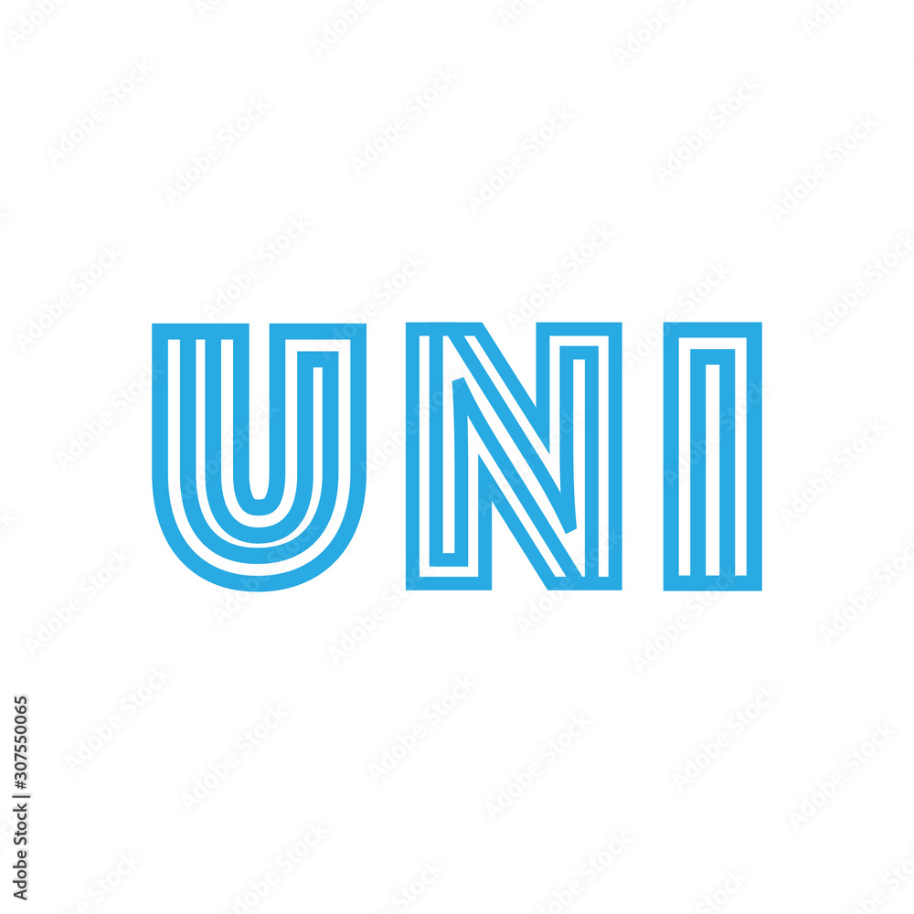 Initial line logo letter UNI for business company or brand product Initial line logo letter UNI for business company or brand product