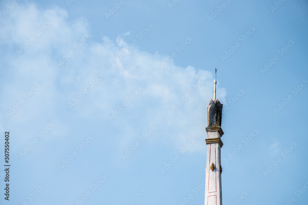 A close up of Thai crematoriums with smoke in the sky background. A close up of Thai crematoriums with smoke in the sky background.