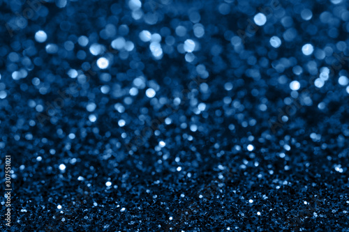 color of year. 2020, shinig sparkles bokeh background blue