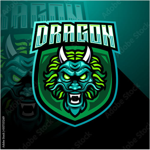 Dragon head esports mascot logo design