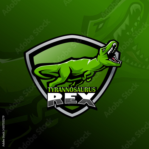 Tyrannosaurus rex esport mascot logo design