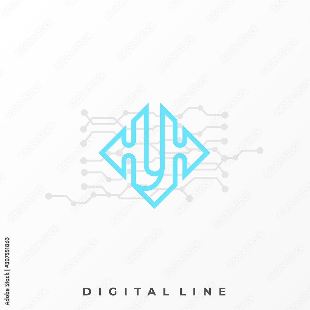 Abstract Box Technology Line Art Illustration Vector Design Template Abstract Box Technology Line Art Illustration Vector Design Template