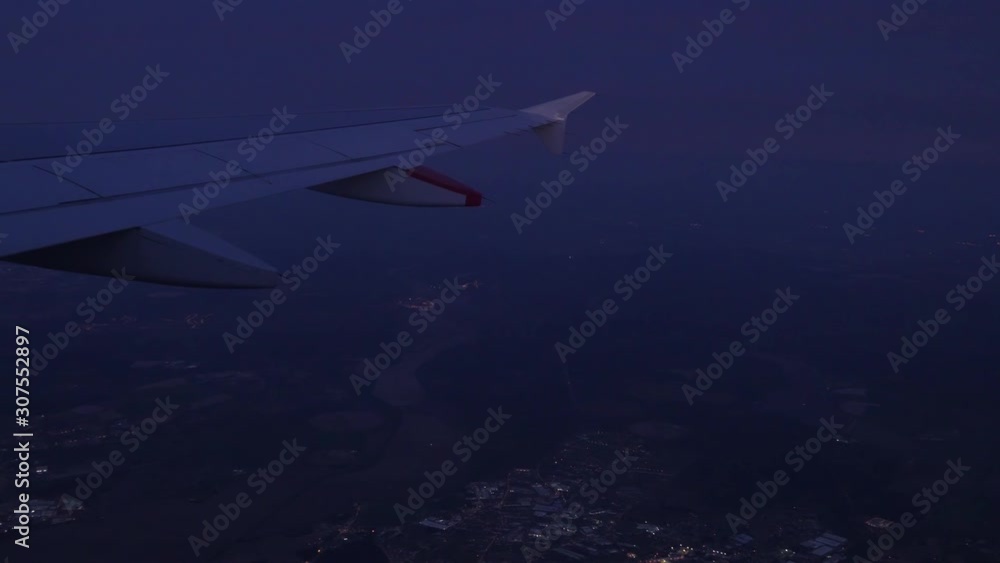 wing of airplane flying at night 4k wing of airplane flying at night 4k