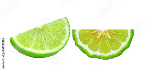 Lemon Bergamot slices on white background