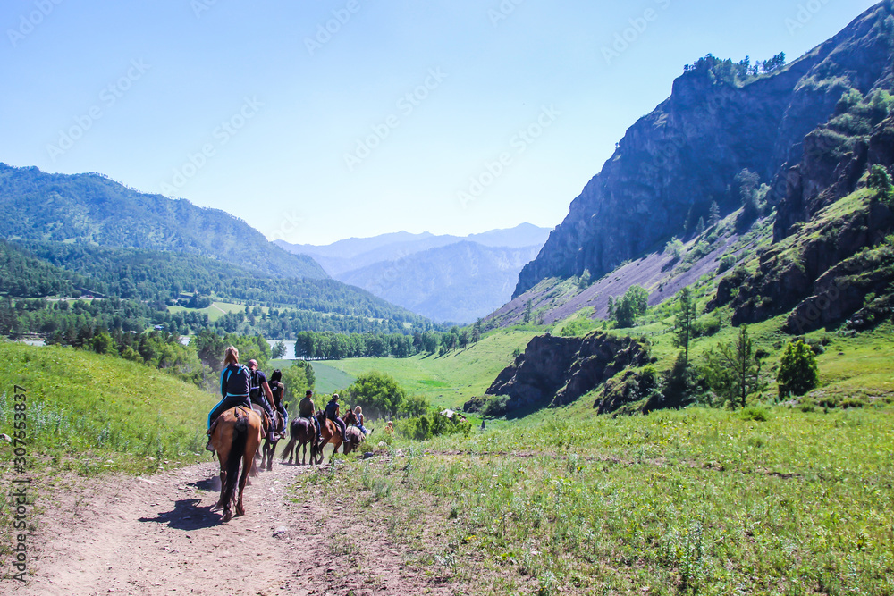 Altay Chemal beautiful mountains, green trees, pines, breathtaking views, landscapes and panoramas Russia