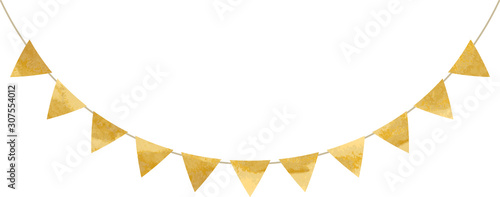 フラッグ_三角_ガーランド_水彩_ゴールド_金_クリスマス