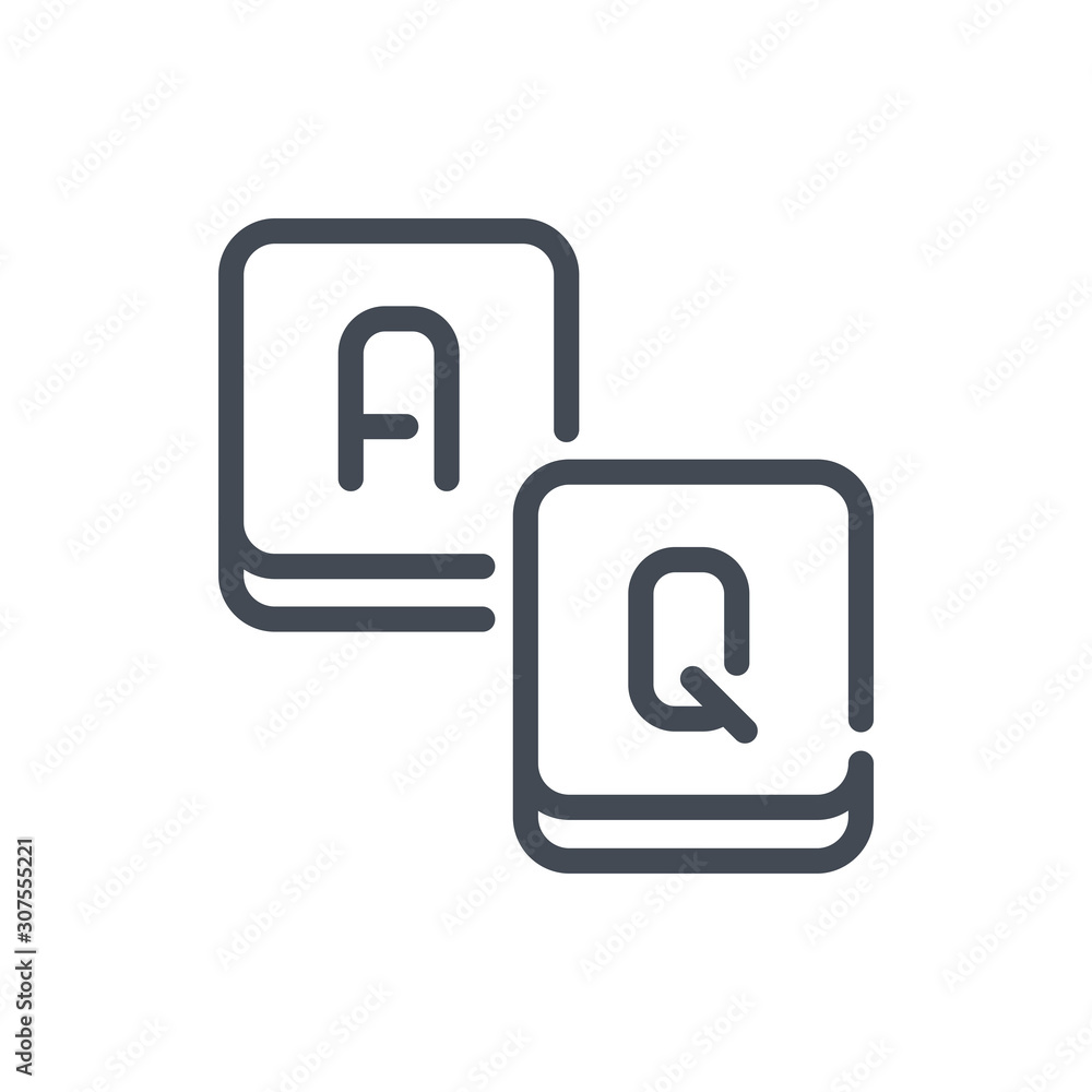 Answer and question game line icon. Crossword game vector outline sign. Answer and question game line icon. Crossword game vector outline sign.