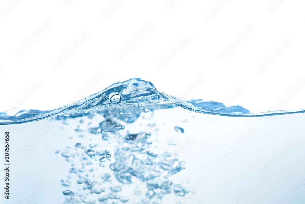 Water splash. Aqua flowing in waves and creating bubbles. Drops on the water surface feel fresh and clean. isolated on white background. Water splash. Aqua flowing in waves and creating bubbles. Drops on the water surface feel fresh and clean. isolated on white background.
