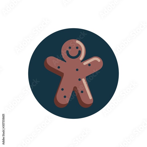 Cookie man flat icon. Round colorful button, Gingerbread circular vector sign. Flat style design