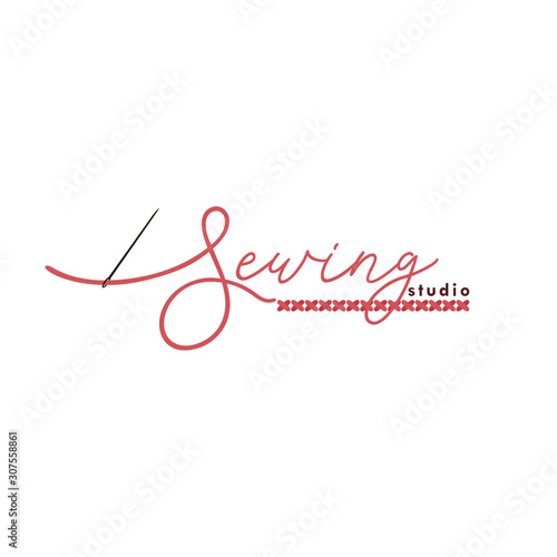 Tailor Sewing Vintage Logo, Needle and Yarn, Fashion Retro Simple Logo, Sign, Icon Template Vector Design