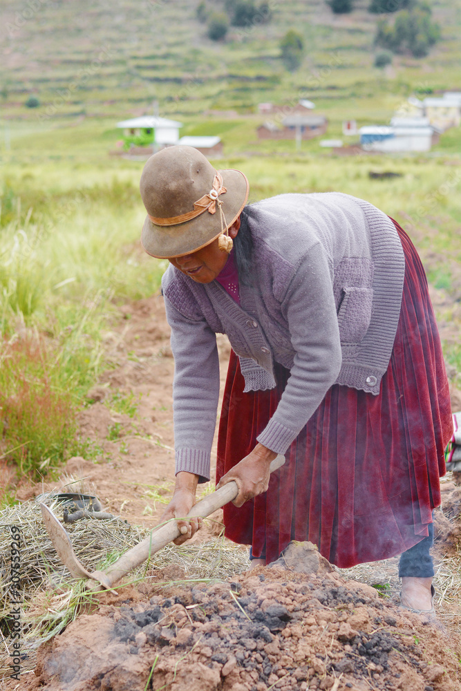 Native american woman working in the countryside. Native american woman working in the countryside.