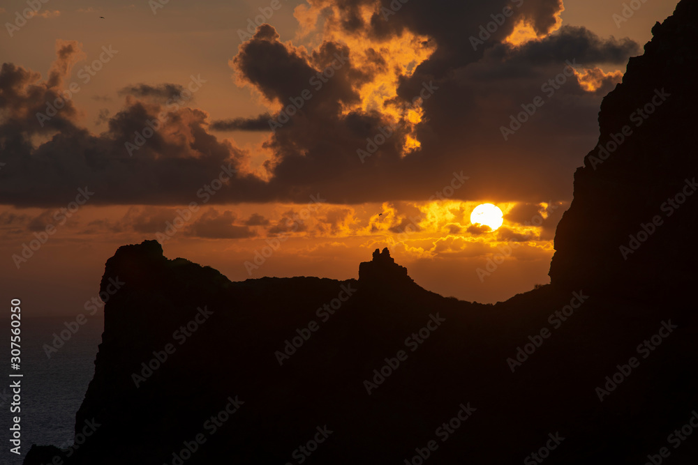 sunset above huge rocks
