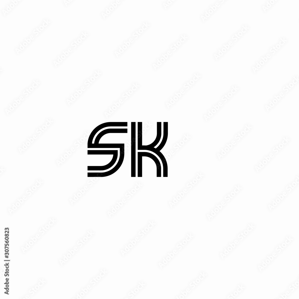 Initial outline letter SK style template Initial outline letter SK style template