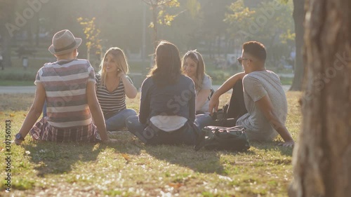 Group of friends having fun at park