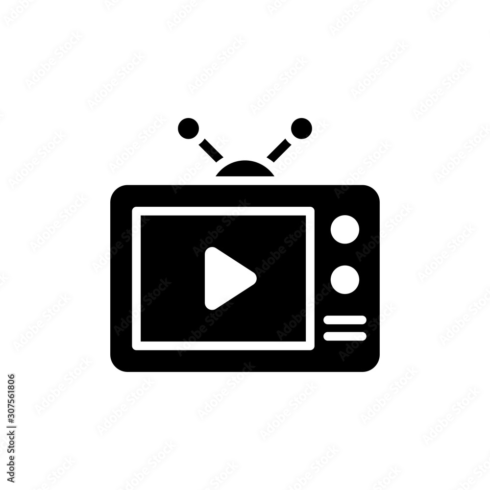 TV Vector Glyph Icon, Solid Style. TV Vector Glyph Icon, Solid Style.