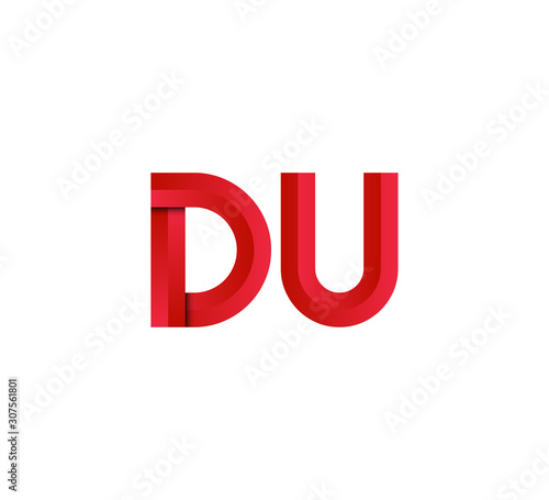 Initial two letter red 3D logo vector DU