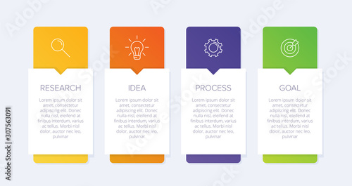 Infographic design with icons and 4 options or steps. Thin line vector. Infographics business concept. Can be used for info graphics, flow charts, presentations, web sites, banners, printed materials.