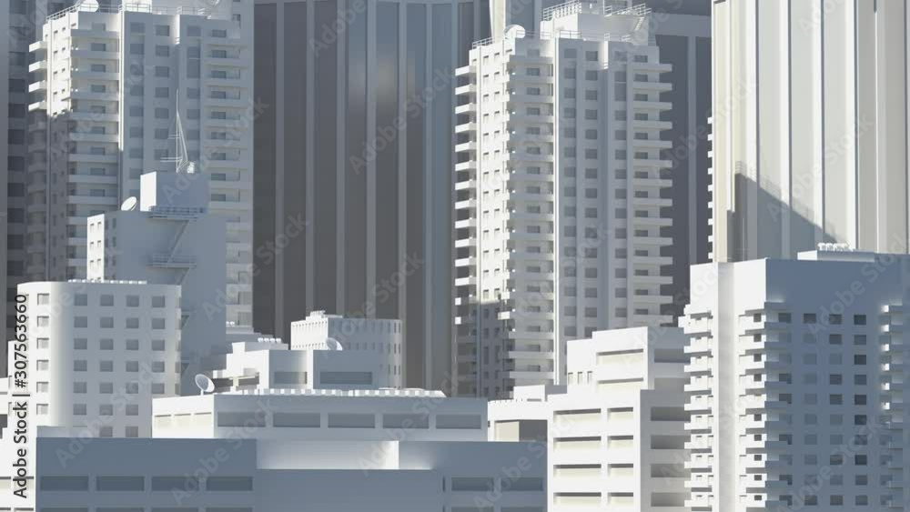 3d render of realistic city buildings in bright light with shadows. Detailed models. 3d render of realistic city buildings in bright light with shadows. Detailed models.