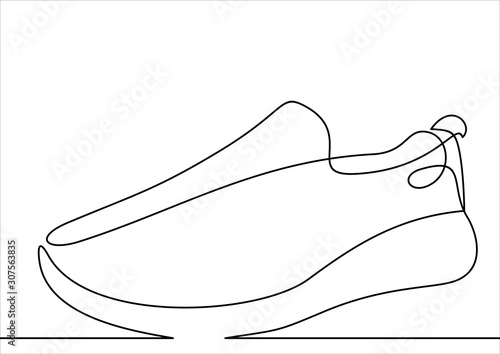 Vector illustration of sneakers. Sports shoes in a line style. Continuous one line