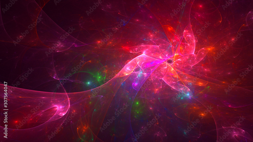 Fototapeta premium 3D rendering abstract red fractal light background