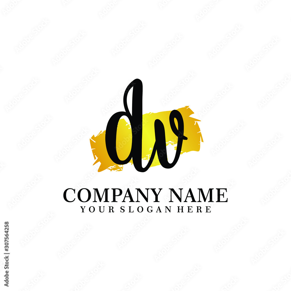 letter DV handwriting Black color logo, and elegant gold brush template letter DV handwriting Black color logo, and elegant gold brush template