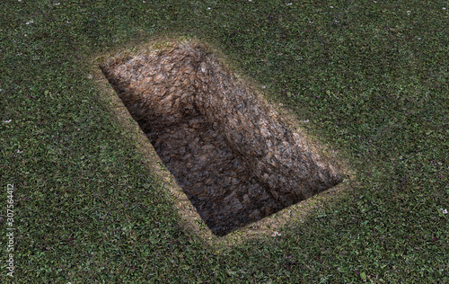 Vászonkép Open Empty Grave Hole