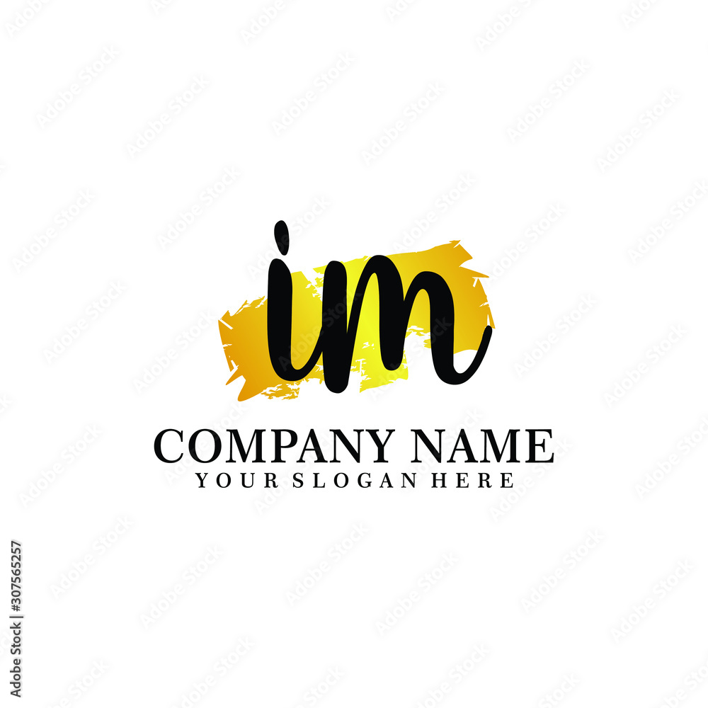 letter IM handwriting Black color logo, and elegant gold brush template letter IM handwriting Black color logo, and elegant gold brush template