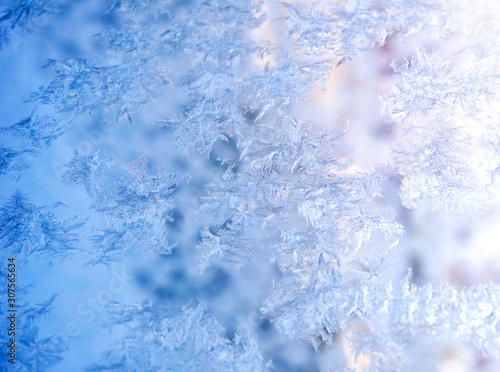 snowflakes on the window frost