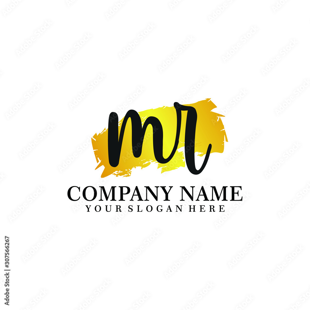 letter MR handwriting Black color logo, and elegant gold brush template letter MR handwriting Black color logo, and elegant gold brush template
