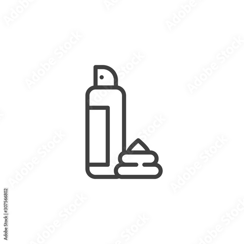 Shaving cream line icon. linear style sign for mobile concept and web design. Shave foam bottle outline vector icon. Symbol, logo illustration. Vector graphics