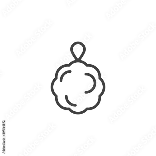 Shower sponge ball line icon. linear style sign for mobile concept and web design. Puff Shower sponge outline vector icon. Symbol, logo illustration. Vector graphics
