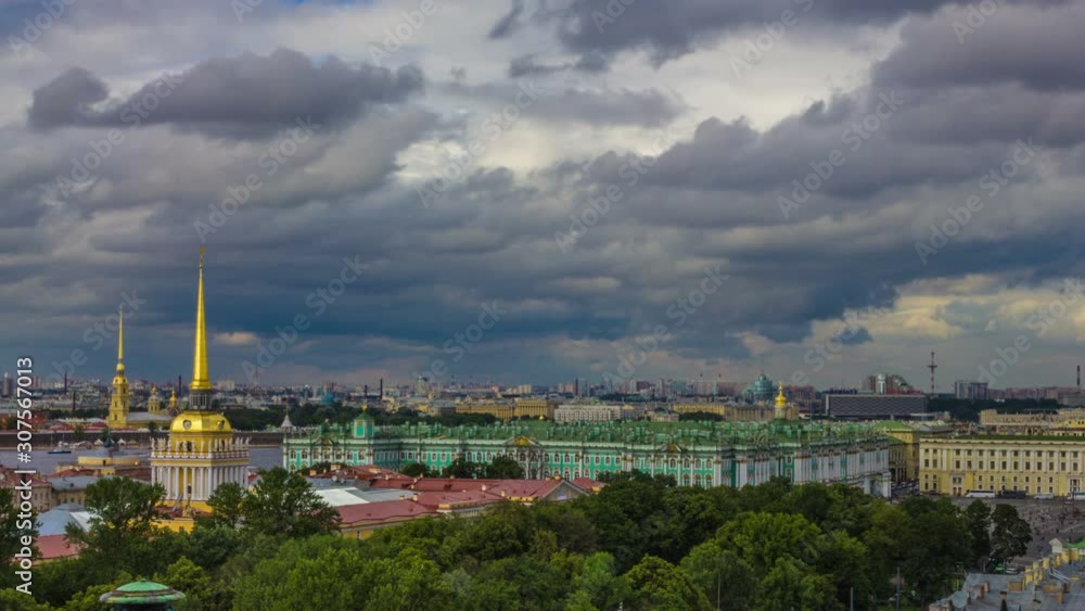 Saint-Petersburg Russia panoramic aerial view timelapse. Saint-Petersburg Russia panoramic aerial view timelapse.