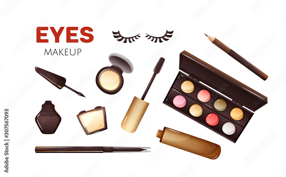 Products eyes makeup, types cosmetics Stock Vector | Adobe Stock