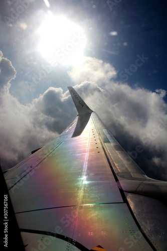 2019.09.26 Palermo Punta Raisi  Ryanair aircraft  evocative image of the wing during the flight phase  with the sun in the background