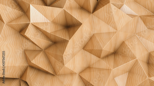 Fototapeta Naklejka Na Ścianę i Meble - Polygonal abstract background with wood texture