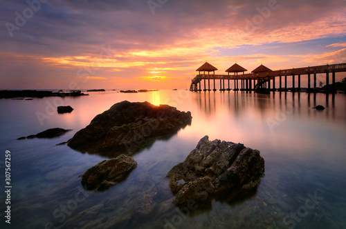 Sunrise at Tanjung Balau, Kota Tinggi Johor Malaysia photo