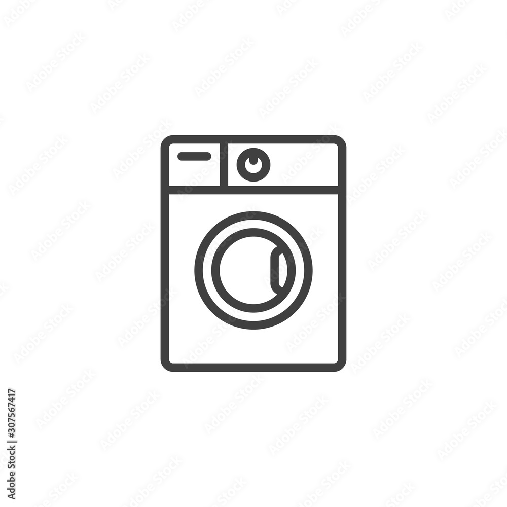 Washer machine line icon. linear style sign for mobile concept and web design. Washing Machine outline vector icon. Laundry symbol, logo illustration. Vector graphics Washer machine line icon. linear style sign for mobile concept and web design. Washing Machine outline vector icon. Laundry symbol, logo illustration. Vector graphics