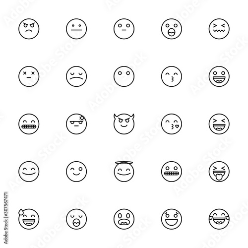 25 Emoji face Icons 1 Outline 64