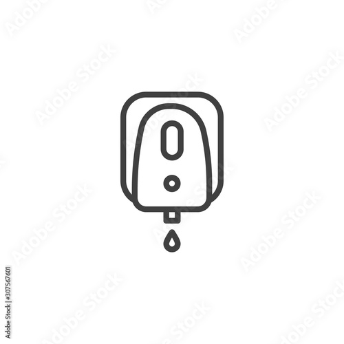 Electrical soap box line icon. linear style sign for mobile concept and web design. Automatic soap dispenser outline vector icon. Symbol, logo illustration. Vector graphics