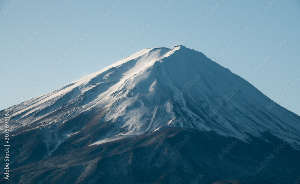 Winter landscape under the blue sky at kawagujiko lake at Japan